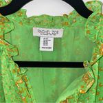 Rachel Zoe  Neon Green gold orange paisley tie neck loose fit top Size XS Photo 2