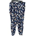 Jessica Simpson  Size XL Pants‎ Navy Blue Floral Tapered Pockets Elastic Waist Photo 1