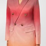 MISA Los Angeles Viva Ombre Poplin Double Breasted Blazer Pink Peach Size L Photo 0