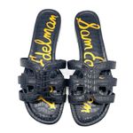 Sam Edelman Bay Slide Sandals Size 9 Black Croco Leather Logo Slides Photo 7