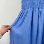 Faithfull the Brand Faithful the Brand Linen Smocked Bodice Maxi Dress Blue Sleeveless Casual Summer Photo 6
