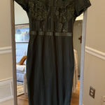 Pretty Little Thing  Khaki High Neck Lace Lined Sheer Mesh Midi Dress Size 10 Photo 0