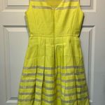 Lafayette 148 NY Citrus Yellow Fit Flare Sleeveless Sheer Stripe Insets Size 6 Photo 3