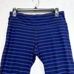 Athleta  Chaturanga Capri Legging Women's Medium Blue Striped‎ Stretch Logo Photo 1