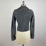 C&C California Leather Biker Epaulet Jacket Size XS Gray Photo 13
