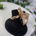 Gold Statement Doorknocker Lion Head Stretch Ring Photo 3