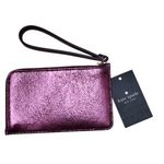 Kate Spade  Lucy Small L-Zip Wristlet Dark Raspberry Metallic Leather NWT Photo 3