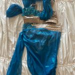 Custom Made Two Piece Dance Costume Blue Size 0 Photo 0