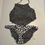Raisin's Bikini Set striped Swimwear Reversible Black n White Dots Top & bottom Photo 0