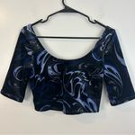 Athleta  Exhilarate Blue Velvet Swirl Crop Top Size Small Photo 7