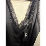 Lulus  Womens Black Lace Trim V Neck Bodysuit Photo 2