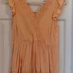 Loft  Peach Eyelet Ruffle Sleeve Top Photo 0