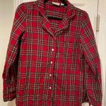 L.L.Bean Soft Cotton Red Plaid Flannel Long Sleeve Button Panama Top Size XS Photo 0