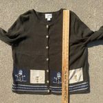 Y2K Christopher & Banks Hand Crochet Rustic Snowman Winter Christmas Cardigan XL Green Photo 7