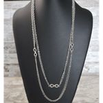 Vintage Necklace Stunning Silver Tone Long Layered Necklace with Infinity Symbol Photo 0