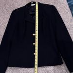 Reba  Black Blazer Gold Turn-Lock Peplum Hem Quiet Luxury Money Classic Workwear Photo 8