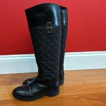 Tory Burch  Black Two Tone Mixed Media Leather Riding Boots Equestrian size 5.5 M Photo 5