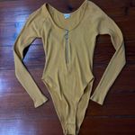 Urban Outfitters Out From Under Bree Ribbed Knit Zip Front Stretch Bodysuit ~ Size Medium 💚🍄 Photo 4