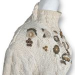 Vintage Liz Claiborne Cream Floral Cable Knit Chunky Sweater 90s Cottage Botanic Green Size L Photo 5