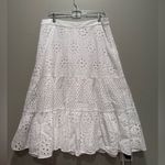 Talbots Eyelet Tiered Midi Skirt White Floral 100% Cotton Sz 12 Photo 1