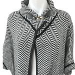 Apt. 9  Black White Chevron Open Front Riding Cape Cardigan Sweater Jacket Coat M Photo 2