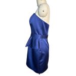NWT y2k ABS Satin Strapless Cocktail Mini Peplum Dress in Blue Size 10 Photo 3