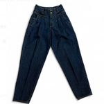 VINTAGE 80s rigid denim jeans buzious no problem high rise pleated tapered blue Size undefined Photo 0