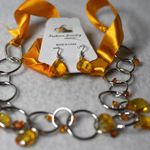 Source Unknown NWT Fashion Set Orange Ribbon/Beaded Round Link Chain Teardrop Earrings/Necklace Photo 0