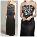 Ann Taylor  Black Lace Satin Gown Strapless Long Dress Photo 1