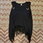 Venus | Women's Black Fringe V-Neck Sleeveless Blouse Shirt Photo 1