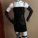 XOXO Vintage Y2K black satin like burnout velvet   mini dress sz 3 Photo 0