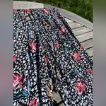 Cynthia Rowley Floral Wide Leg Palazzo Pants Size Small Black White Whimsy Photo 3