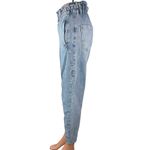 ZARA  Women's Blue Light Wash Paperbag Straight Leg High Rise Denim Jeans Size 0 Photo 1