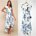 Lulus  French Countryside White Floral Print High-Low Dress Size XS NWT Photo 1