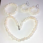 Puka Shell Vintage Necklace Bracelet & Pierced Earrings Set White Photo 0