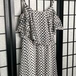 Anthropologie Chevron Scoopneck Lightweight Mini Sun Dress Black White Small Photo 3