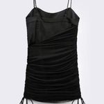 ZARA  mesh contrast black mini ruched dress Photo 4
