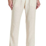 Toad&Co Lina Linen Cream Yellow Flowy Straight Leg Cinch Ankles Pull On Pants Size M Photo 0