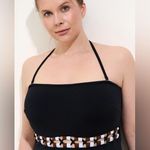 Seafolly  $199 Sun Stripe Black Bandeau One Piece Swimsuit size 18 DD Cup NEW Photo 2