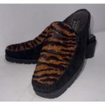 Stuart Weitzman 90s Y2K Vintage Block Heel Fur Zebra Chocolate Brown Mules Sz 8B Photo 4