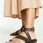 Free People Romeo Leather Wrap Sandals Mocha Brown $98 Fairy Peasant Hippie Photo 0