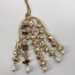 Vince Camuto  Chandelier Pendant Necklace Fresh Water Pearl Gold Tone 17” Long Photo 1