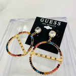 Guess 🆕  Rainbow Crystal Dangle Earrings with Logo Photo 0