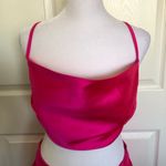 Luxxel Hot Pink Satin Cowl Neck Crop Top And Shorts Set Size M Photo 10