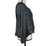 American Eagle Small Top Button-Up Floral Lace Long Sleeve Stretch Hi-Low Hem Photo 4