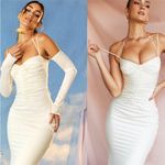 House Of CB HOUSE‎ OF CB 'Nanoushka' Ivory Satin Midi Dress NWOT size M Photo 1