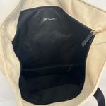 Victoria's Secret Blingy Tote Bag Beige Gold Glitter Black Straps Logo Canvas Photo 2