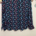 Loft Womens Peacock Print Long Sleeve Button Front Blouse Size Large Petite Photo 6
