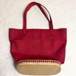 Eddie Bauer Red Canvas Tote Bag with Durable Rubber Bottom Photo 12
