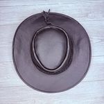 Leather vintage shapeable cowboy hat leather suede belted Harley Davison pin Black Photo 3